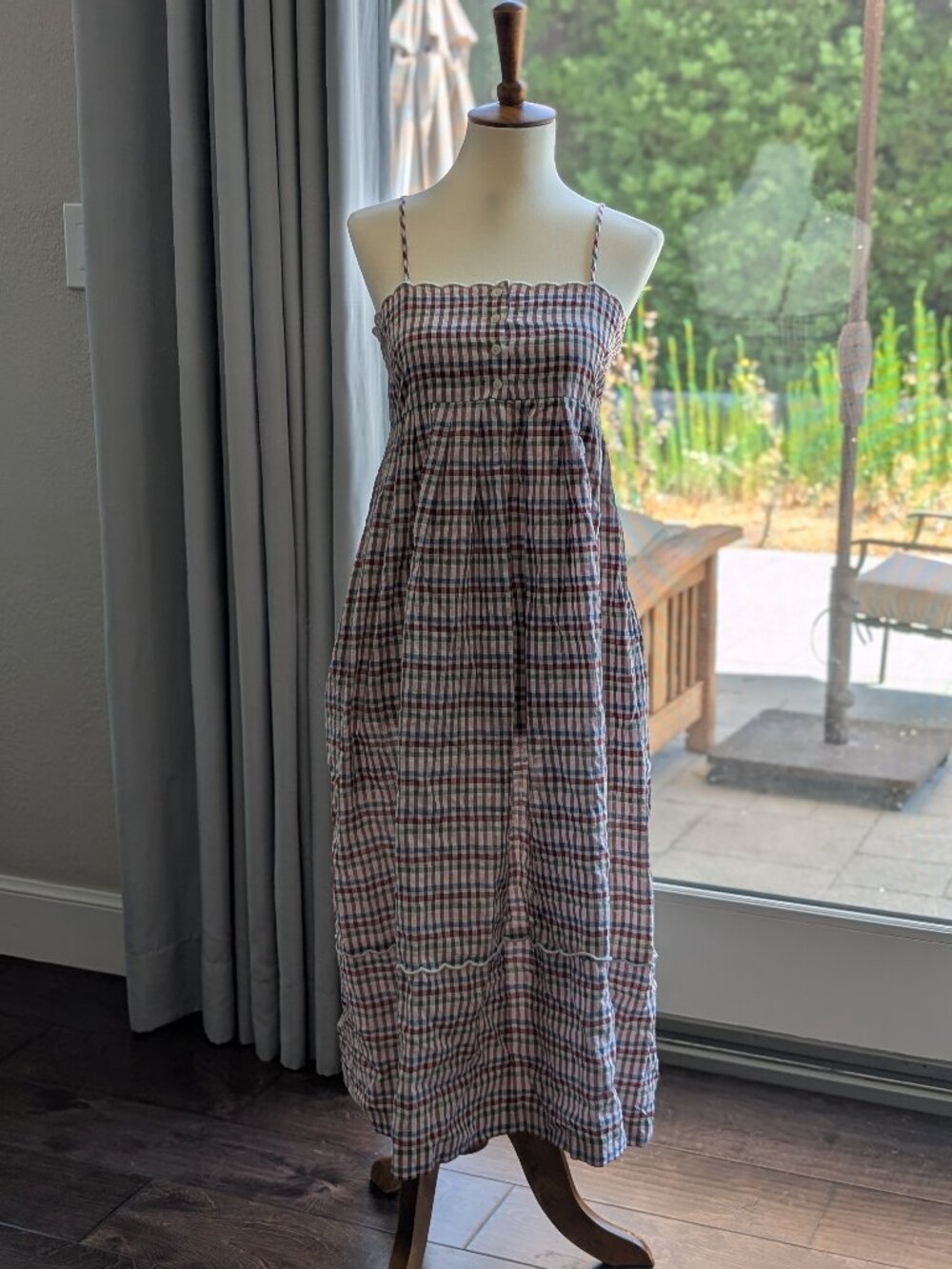 Madewell Scalloped midi, rainbow gingham, 00 (loose fit)
